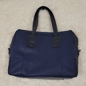 Neil Barrett Navy Blue Leather Satchel Tote Bag Made in Italy